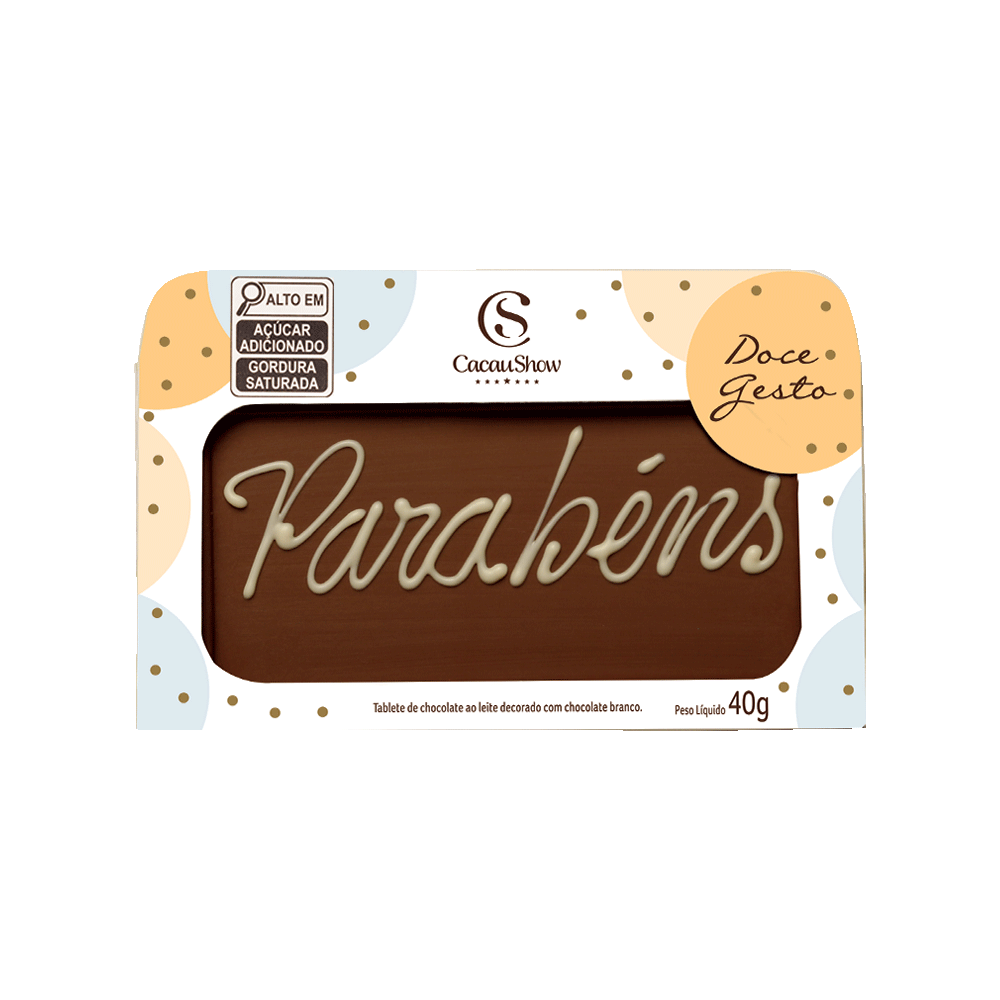 Tablete ao Leite Chocoarte Parabéns 40g