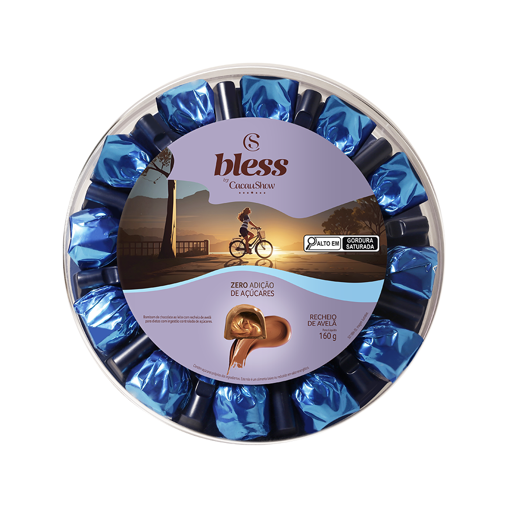 Caixa de Bombom Bless Zero Adição de Açúcar Avelã 160g