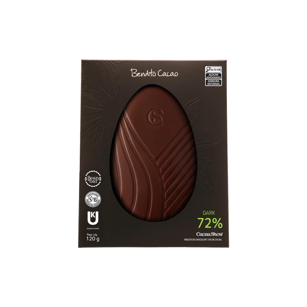Tablete de Páscoa Bendito Cacao Vegano 72% 120g