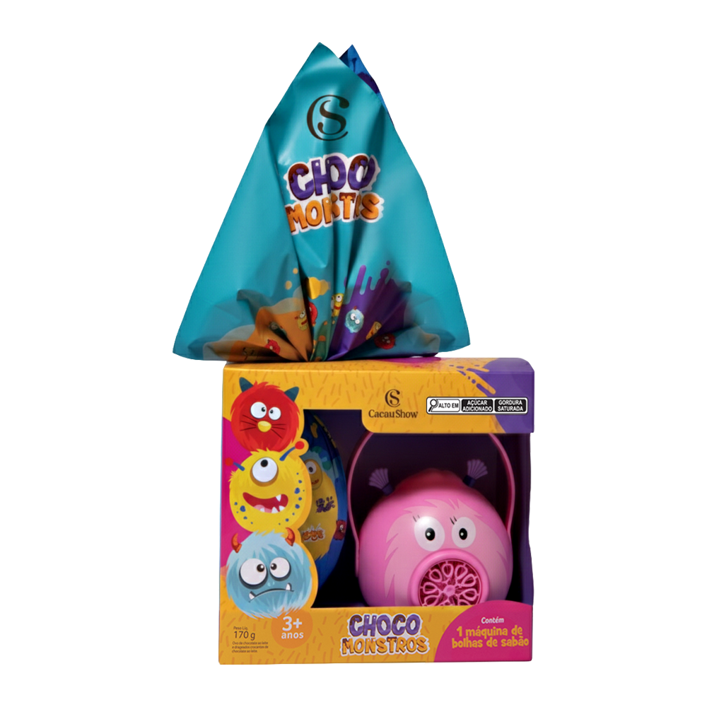 Ovo de Páscoa ao Leite Chocomonstros Bolha de Sabão Claudete 170g